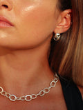 Andea double loop stud earrings silver, imported from the UK
