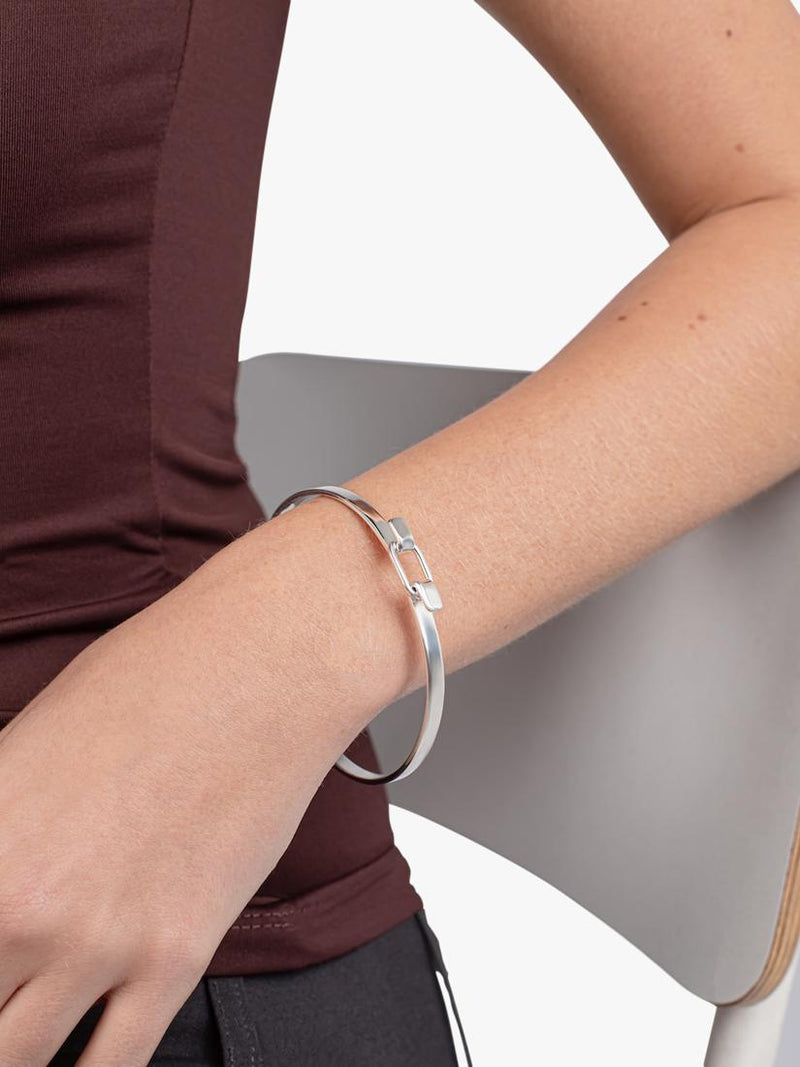 Andea sterling silver square edge belt bangle, imported from the UK