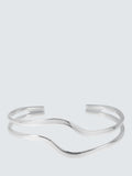 Andea Sterling Silver Double Wave Half Bangle Silver