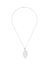 John Lewis Andea Sculptured Leaf Pendant Necklace, Silver- Buy online at McGrocer