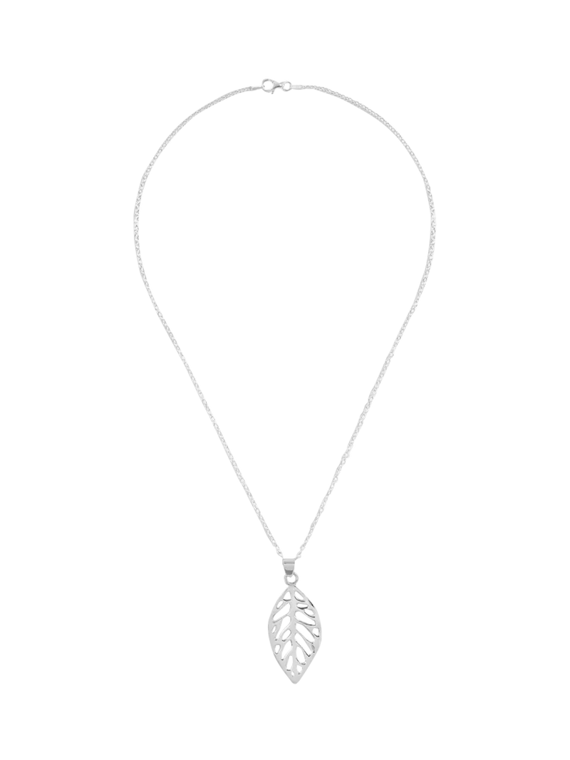 Andea leaf pendant necklace silver, imported from the UK