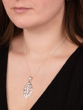 Andea leaf pendant necklace silver, imported from the UK