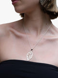 Andea leaf pendant necklace silver, imported from the UK