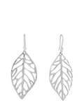 Andea Sculptured Leaf Drop Earrings, Silver