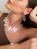 Andea leaf drop earrings silver in gift box - British product