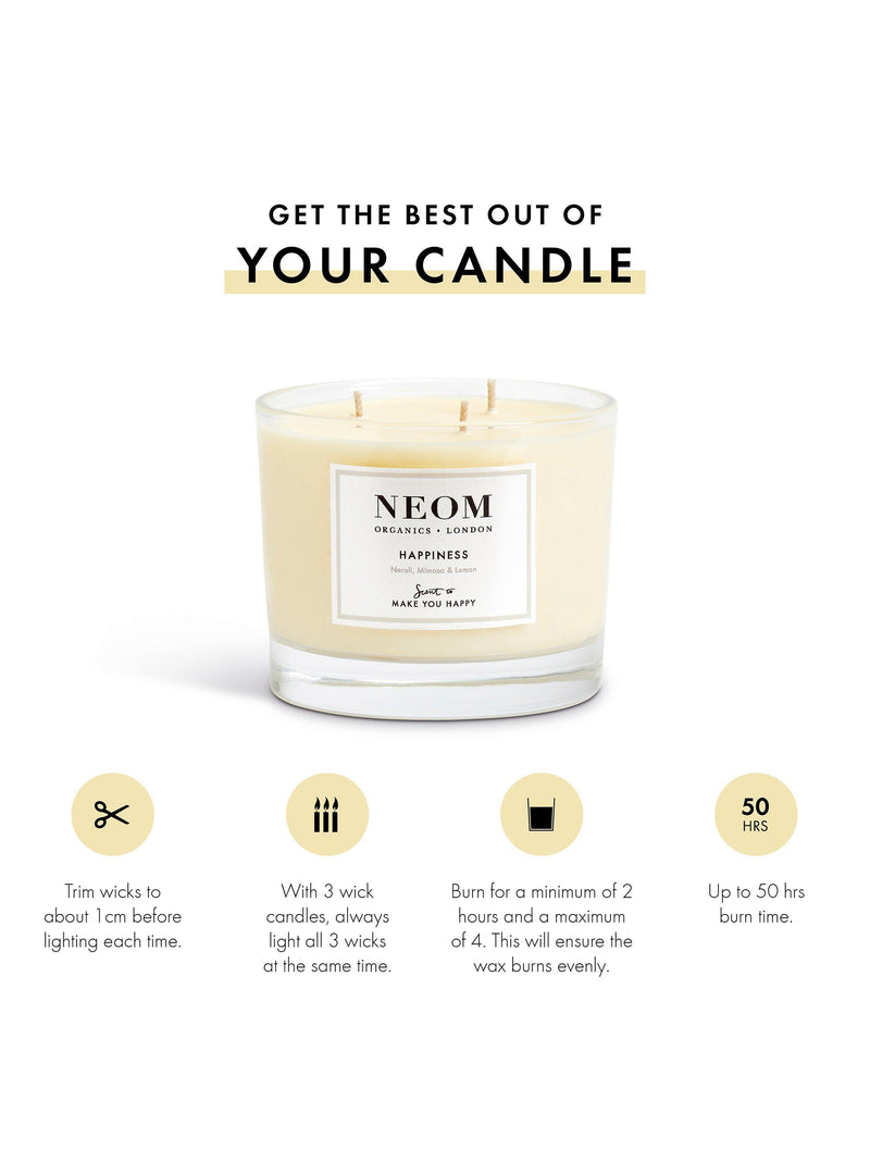 NEOM Wellbeing London Happiness 3-Wick Scented Candle - British product