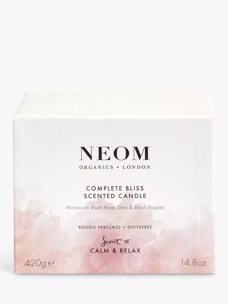 NEOM Wellbeing London Complete Bliss 3-wick scented candle 420g - British product
