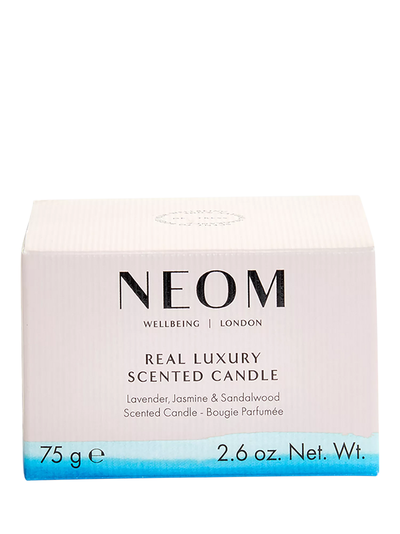 NEOM Real Luxury Travel Scented Candle, imported from the UK