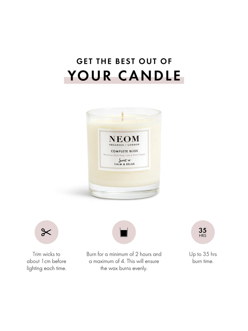 NEOM Complete Bliss scented candle, imported from the UK