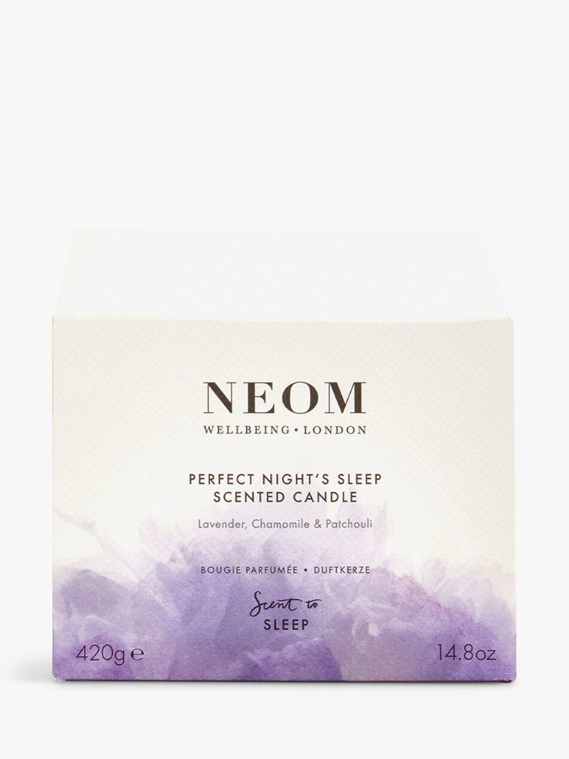 NEOM three wick scented candle for sleep with lavender and jasmine, imported from the UK