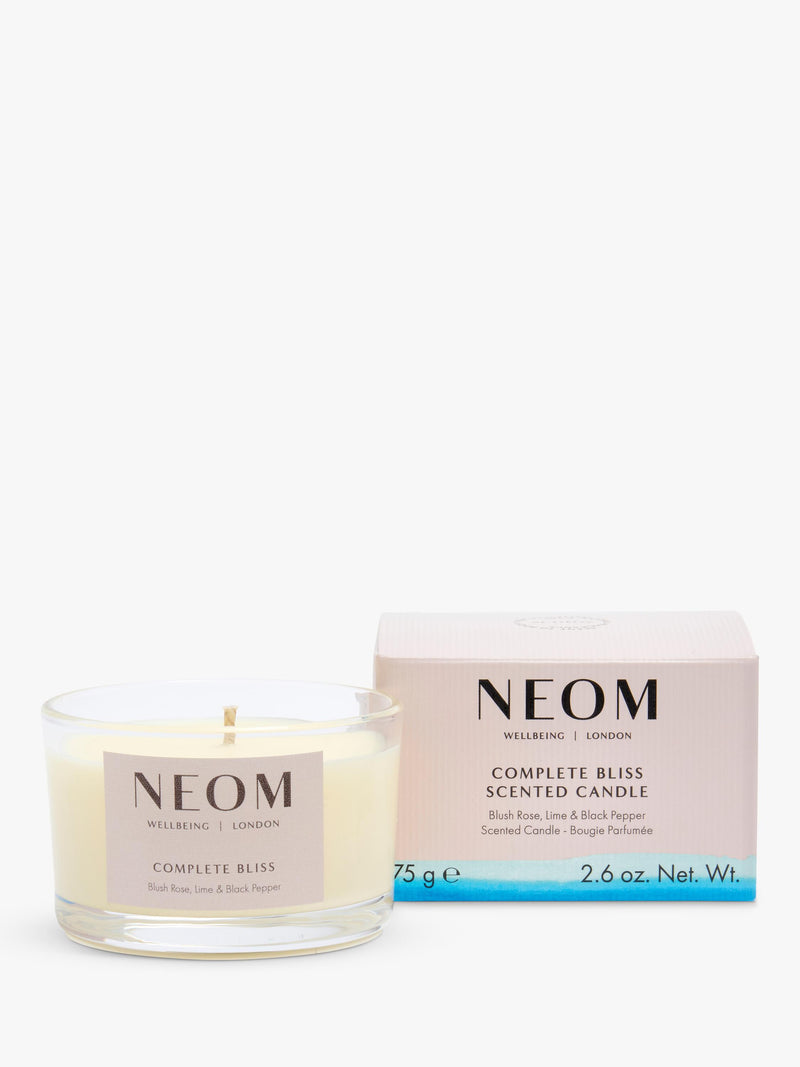 NEOM Complete Bliss Travel Scented Candle, imported from the UK