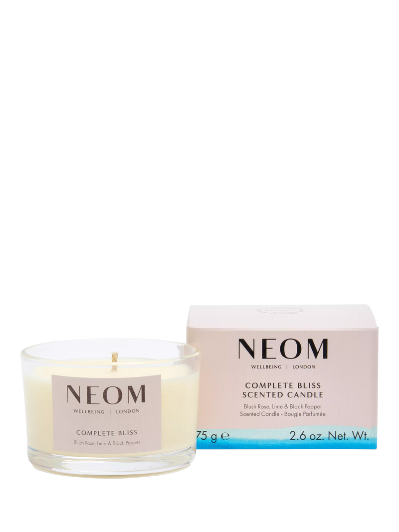 NEOM Complete Bliss Travel Scented Candle, imported from the UK