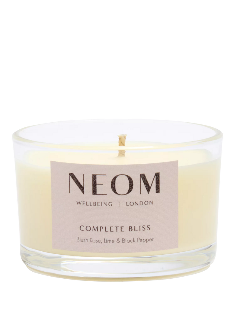 NEOM Complete Bliss Travel Scented Candle, imported from the UK