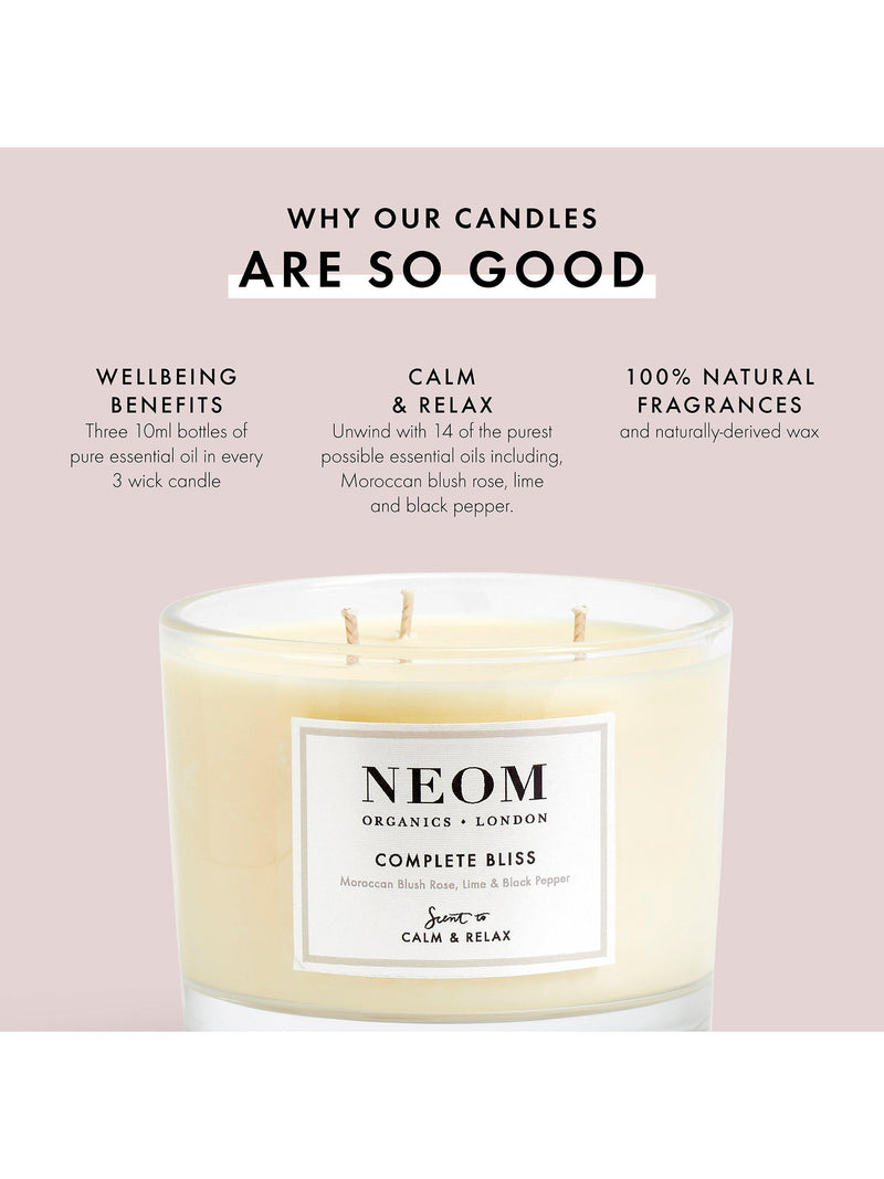 NEOM Complete Bliss Travel Scented Candle, imported from the UK