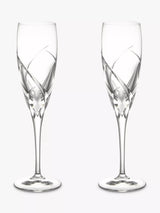 John Lewis John Lewis Grosseto Cut Crystal Glass Champagne Flutes, Set of 2, 160ml, Clear- Buy online at McGrocer