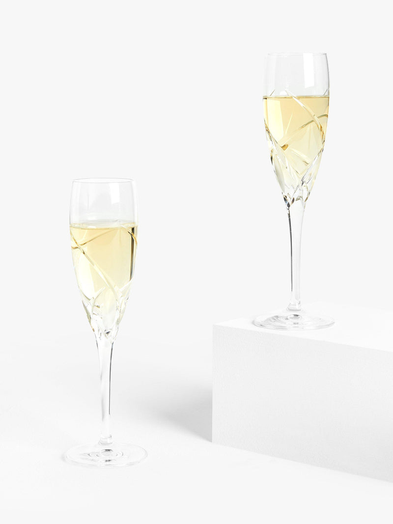 John Lewis Grosseto cut crystal glass champagne flutes set of 2 160ml, UK version