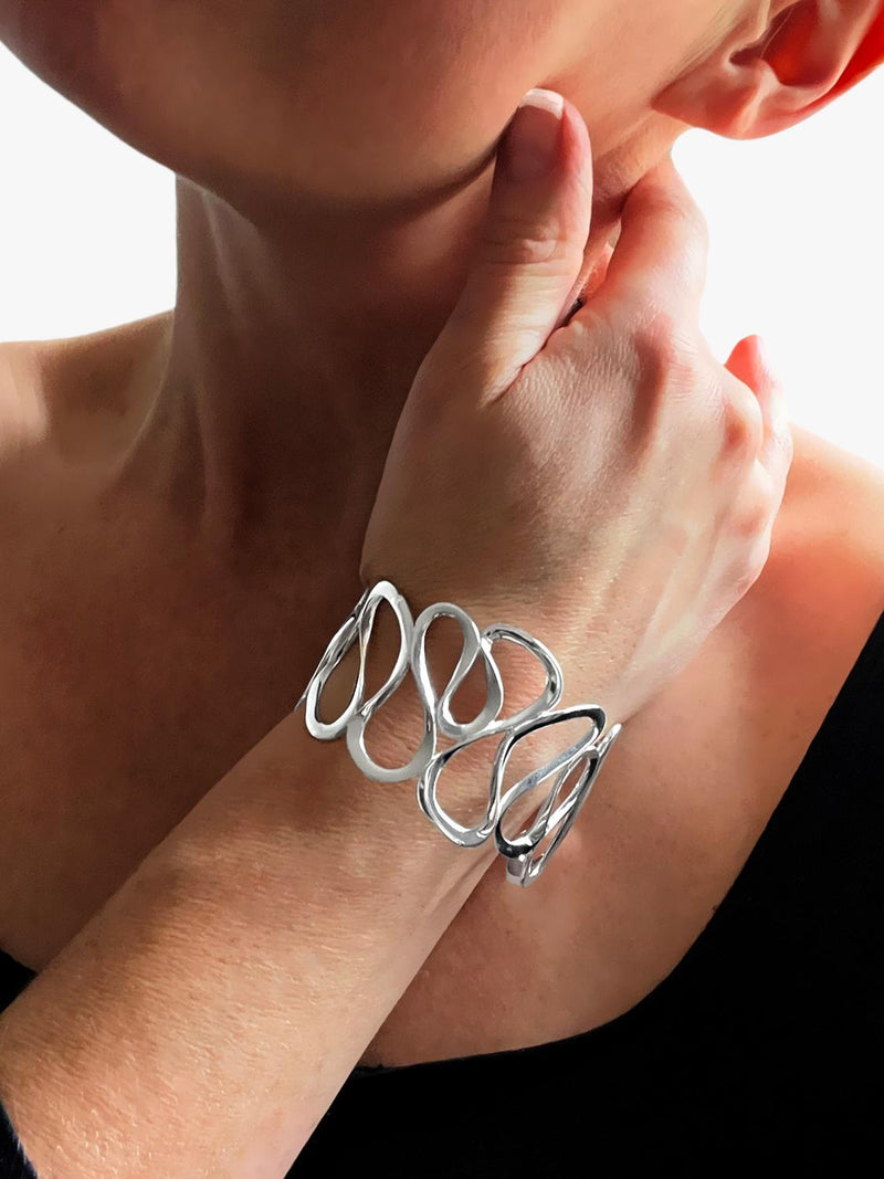 Nina B sterling silver wavy cuff bangle - British product