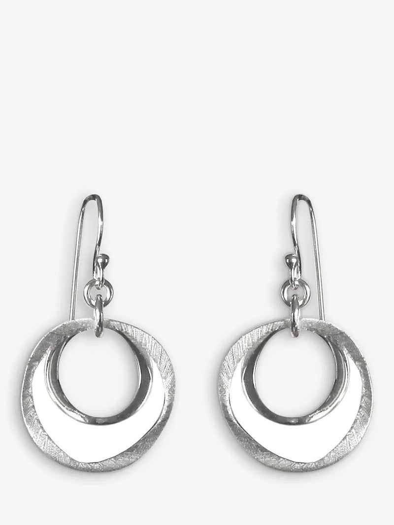 Nina B sterling silver open circle drop earrings 2.5cm - British product