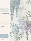 ورق حائط Laura Ashley بلون الخزامى الباهت (Wisteria) بحديقة، 10 أمتار - منتج بريطاني