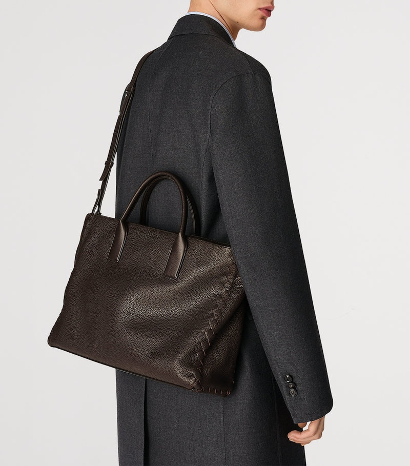 Bottega Veneta large grained leather interview briefcase, UK version