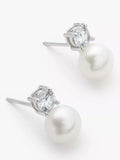 Lido freshwater pearl stud earrings in silver - British product