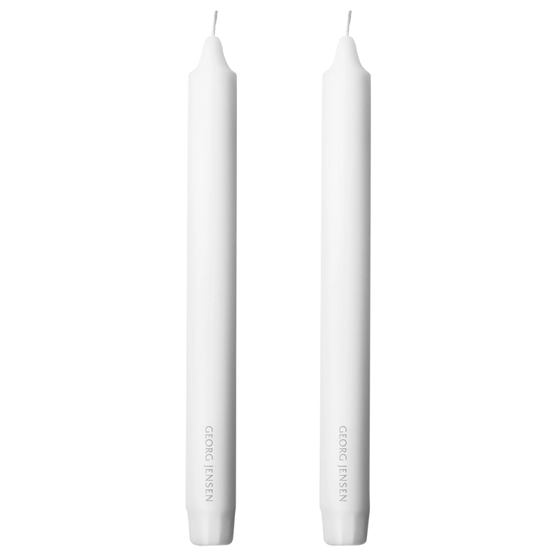 Georg Jensen 2-piece white pillar candle set 24cm, UK version