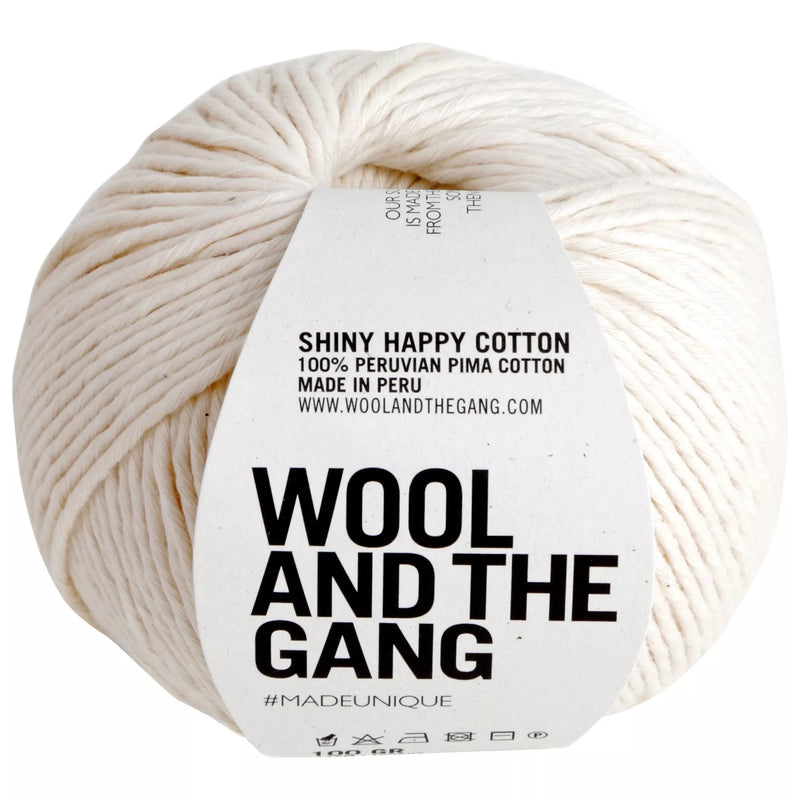 Wool And The Gang Shiny Happy Cotton Knitting and Crochet Yarn, 100g, Ivory White