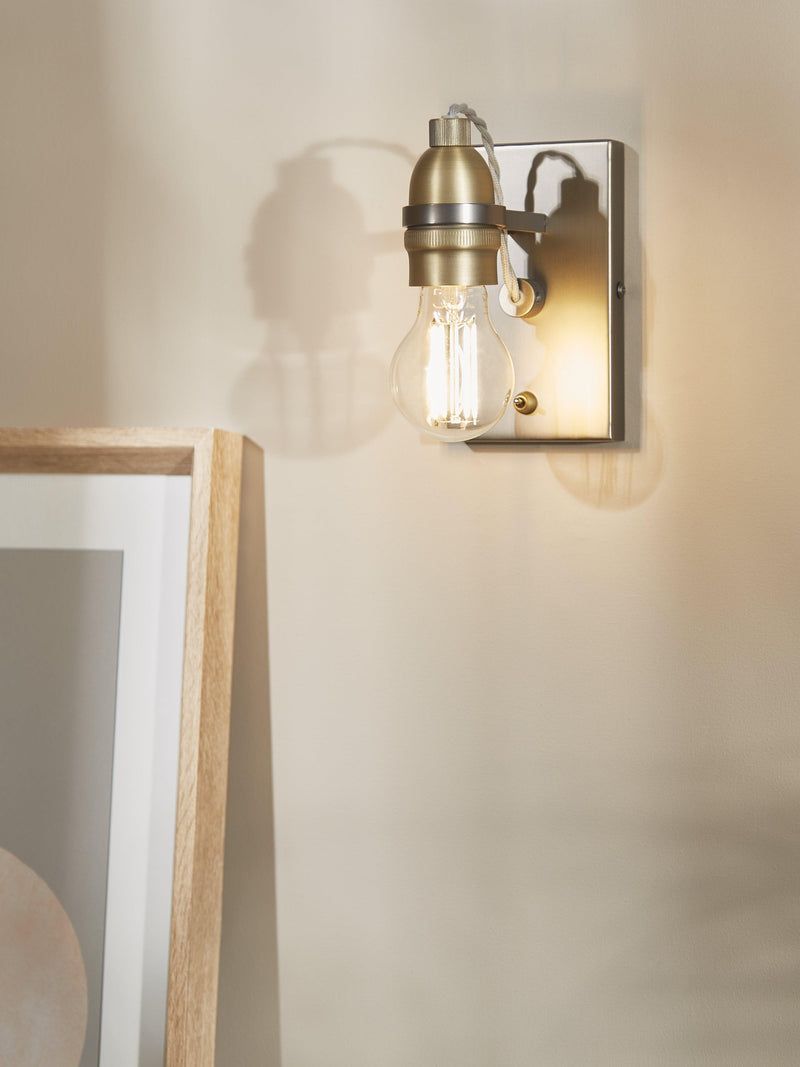 John Lewis Bistro Bulb wall light in antique brass, imported from the UK