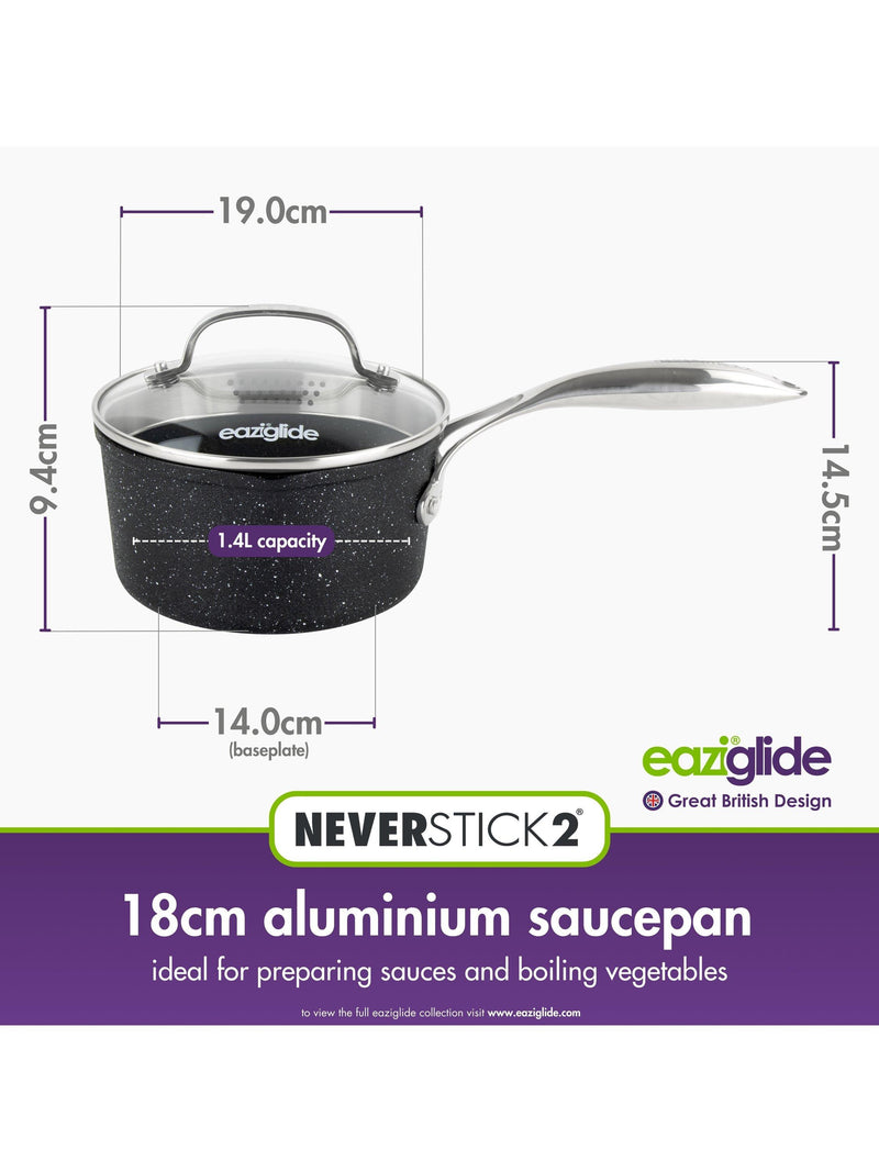 Eaziglide aluminium non-stick saucepan 18cm - British product