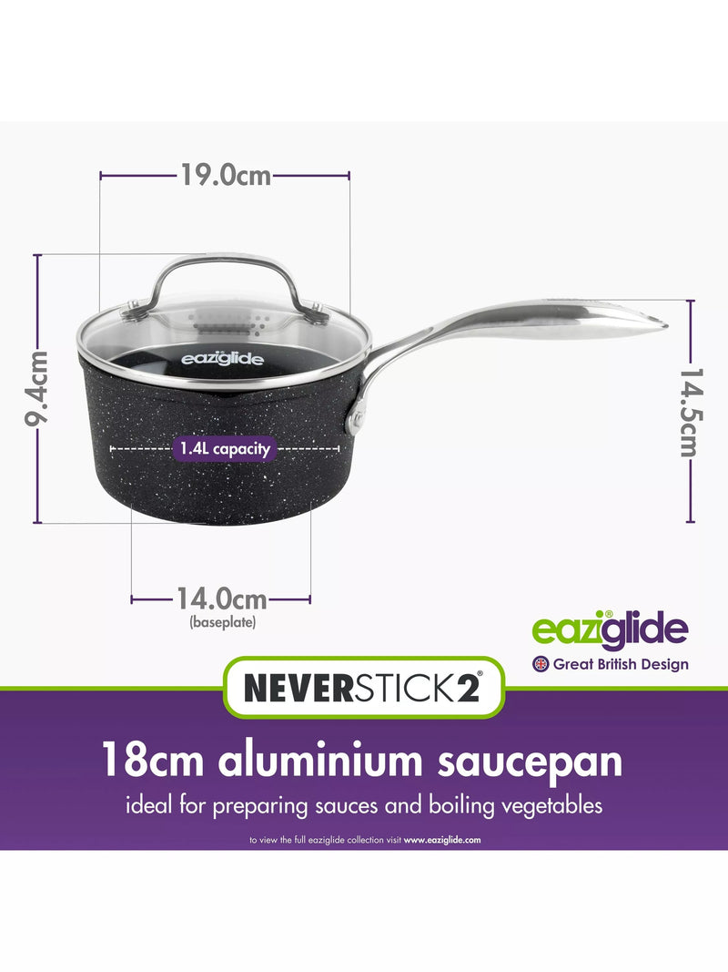 Eaziglide aluminium non-stick saucepan 18cm - British product