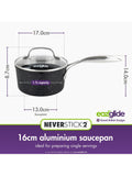 Eaziglide Neverstick2 aluminium non-stick saucepan 16cm - British product