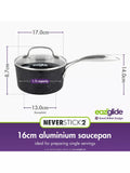 Eaziglide Neverstick2 aluminium non-stick saucepan 16cm - British product