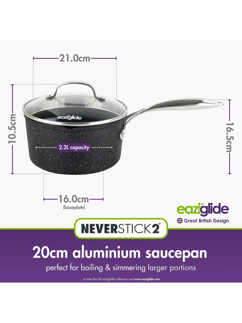Eaziglide Neverstick2 Aluminium Non-Stick Saucepan 20cm - British product