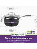 Eaziglide Neverstick2 Aluminium Non-Stick Saucepan 20cm - British product