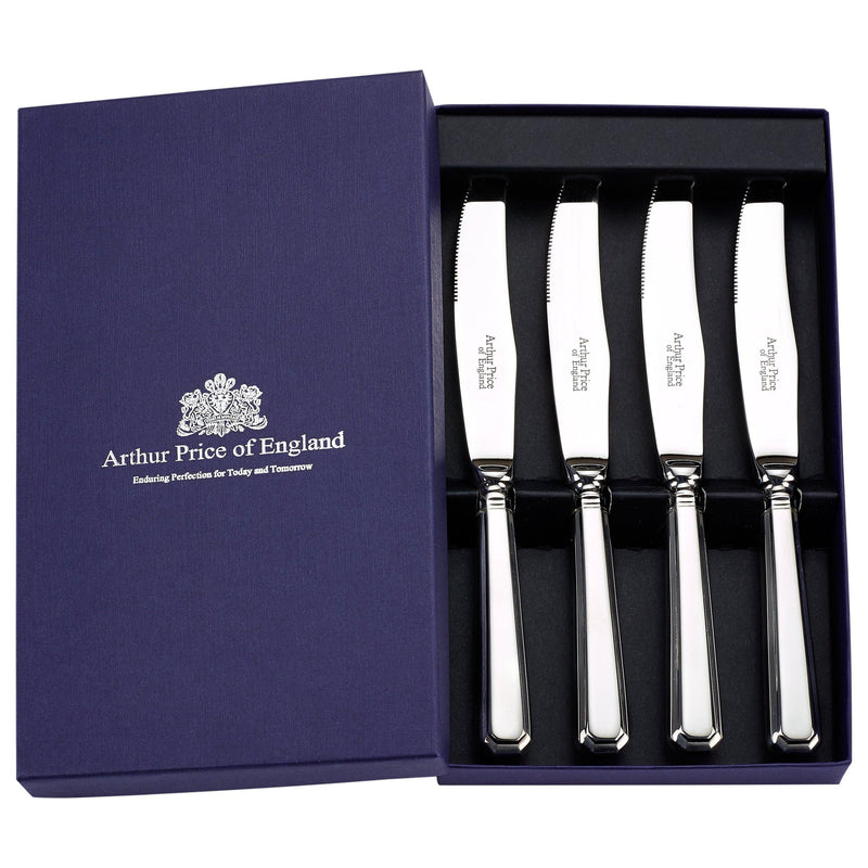 Arthur Price Grecian stainless steel steak knives set of 4 - British product