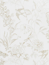 John Lewis Garden Flower and Butterfly Wallpaper in Gold on Heavyweight Non-Woven Grounds- Buy online at McGrocer