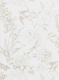Garden Flower and Butterfly Wallpaper in Gold on Heavyweight Non-Woven Grounds