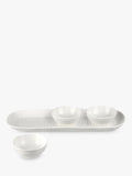 Portmeirion porcelain dip bowls set with tray, 3-piece, white (British brand)