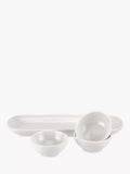 Portmeirion porcelain dip bowls set with tray, 3-piece, white (British brand)