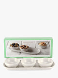 Portmeirion porcelain dip bowls set with tray, 3-piece, white (British brand)