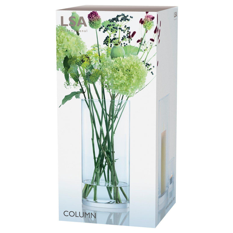LSA International clear column vase 36cm, UK version