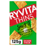 Ryvita Thins Sour Cream Chive 125g, imported from the UK