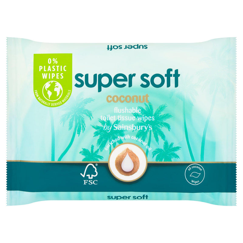 Sainsbury's coconut flushable wipes 40, UK version