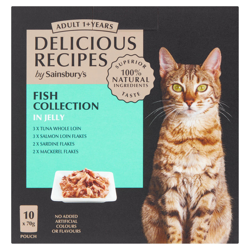 Sainsbury's cat food fish collection in jelly 10x70g, UK version