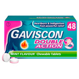 Gaviscon Double Action heartburn relief mint tablets 48 pack, imported from the UK