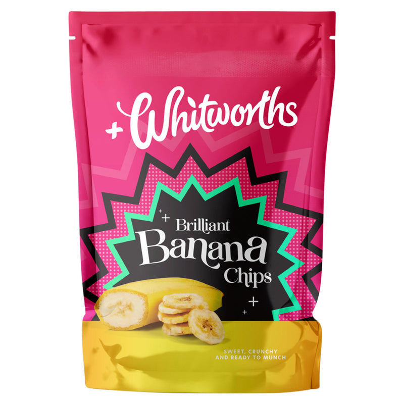 Whitworths banana chips sweetened 150g, imported from the UK