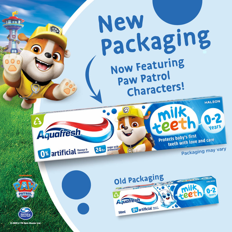 Aquafresh Paw Patrol milk teeth toothpaste 0-2 years 50ml, imported from the UK
