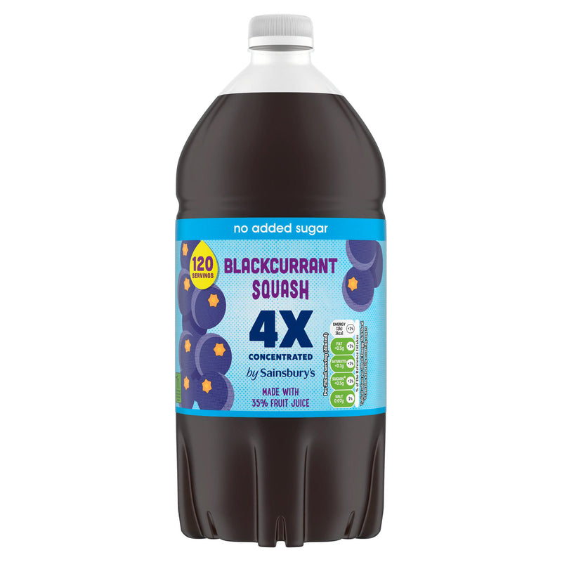 Sainsbury's blackcurrant squash quadruple strength 1.5L, imported from the UK
