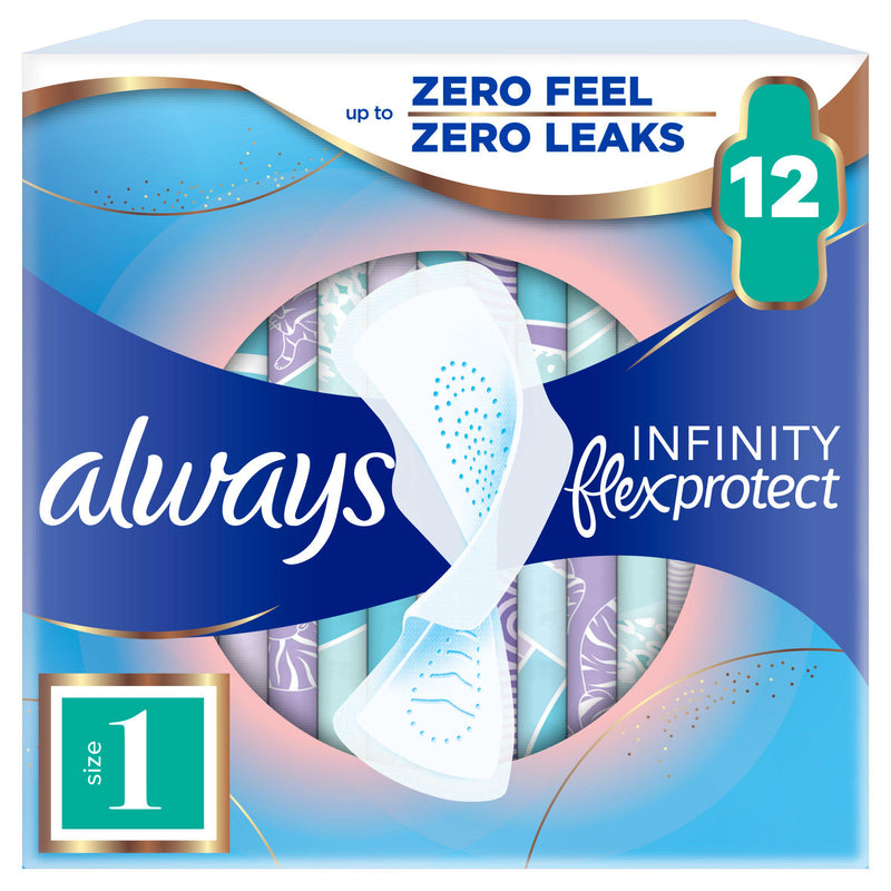 Always Infinity FlexProtect normal sanitary towels with wings size 1 pack of 12 (British brand)