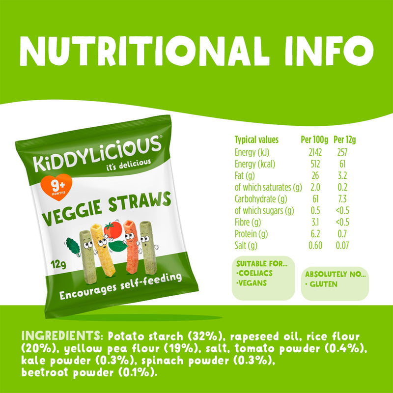 Kiddylicious veggie straws baby snack 12g (British brand)